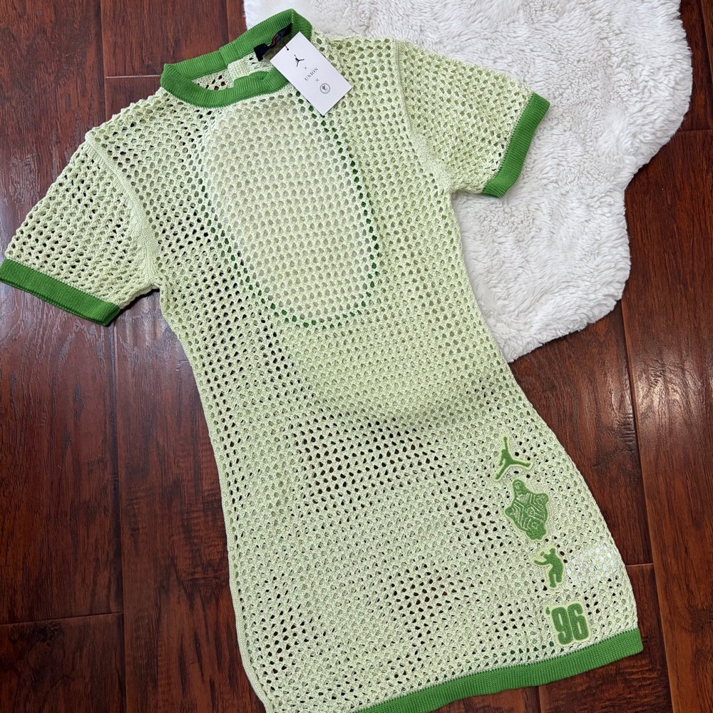 Jordan Green Mesh Short Sleeve Dress